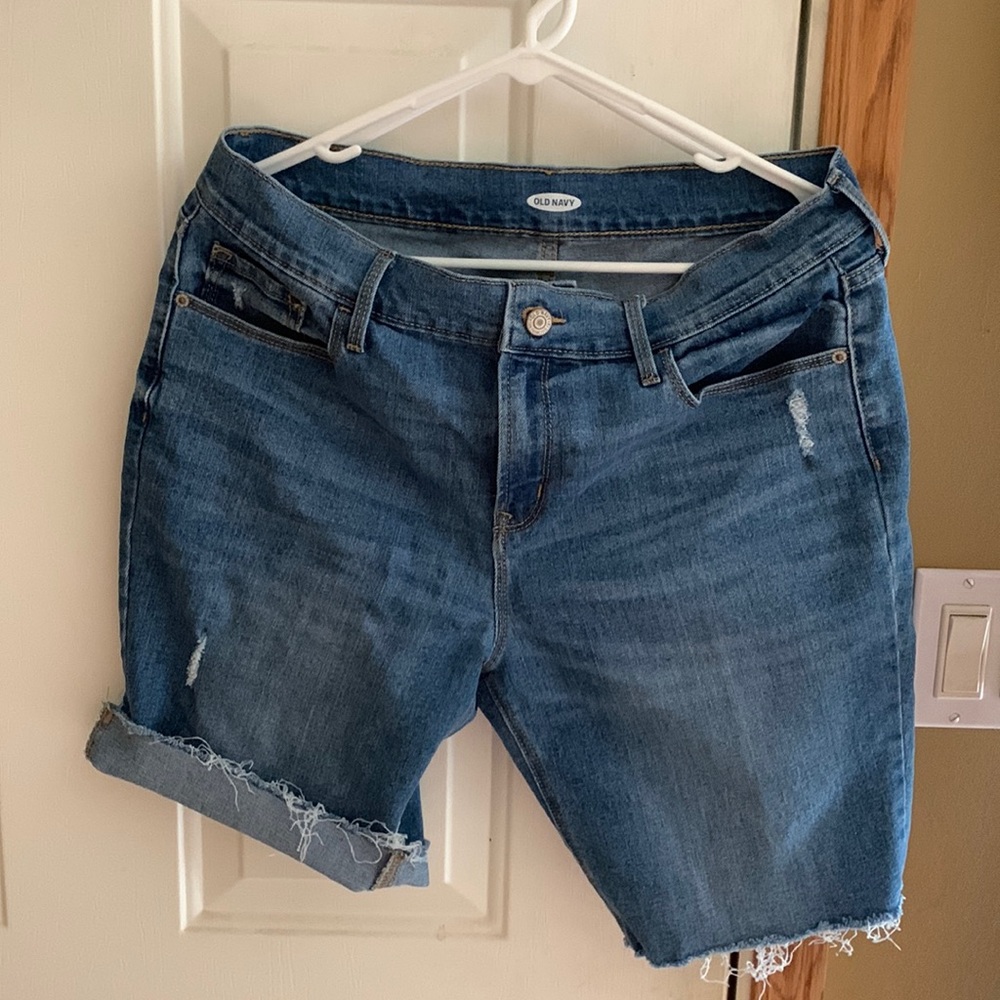 Old Navy denim shorts size 12 with frayed ends for cuff